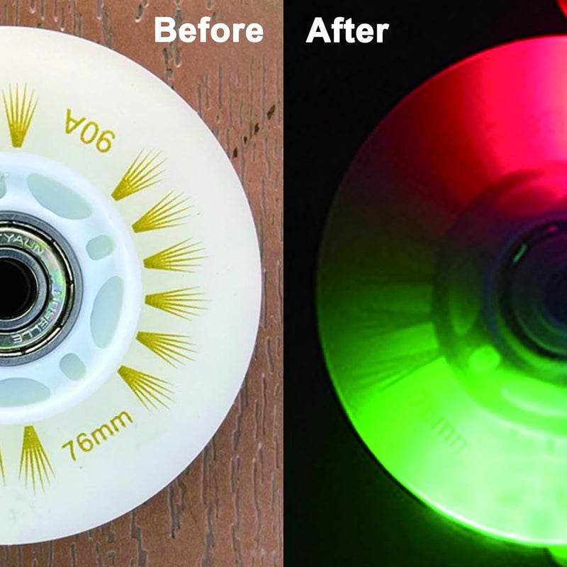 FYANER Light up Inline Skate Wheels & Roller Blade Wheels 76mm/80mm with Bearings ABEC-9 for Indoor & Outdoor use 90A Luminescence Roller Blade Wheels 4-Pack - Image 4